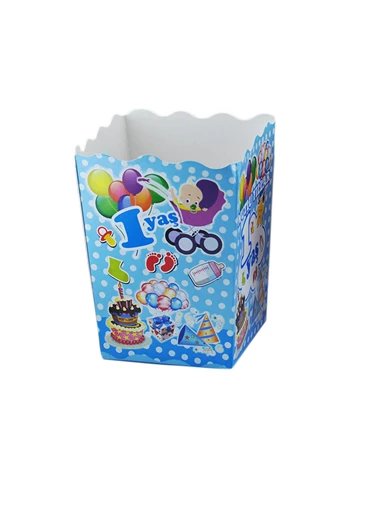 Needion - Popcorn Kutusu Karton 1 Yaş (Mısır Cips Kutusu) (10 Adet)