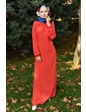 Needion - Puantiye Desenli Tesettür Elbise SY8001 Kırmızı 48 