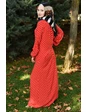 Needion - Puantiye Desenli Tesettür Elbise SY8001 Kırmızı 48 