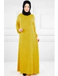 Needion - Puantiye Desenli Tesettür Elbise SY8001 Sarı 38