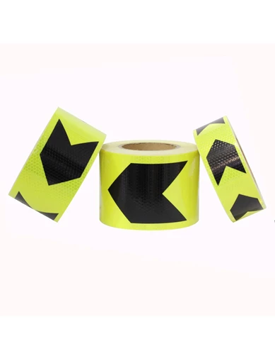 Needion - Reflektörlü Reflektif Fosforlu Şerit Bant Sarı-Siyah İkaz Bandı