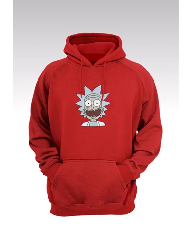 Needion - Rick And Morty 222 Kırmızı Kapşonlu Sweatshirt - Hoodie