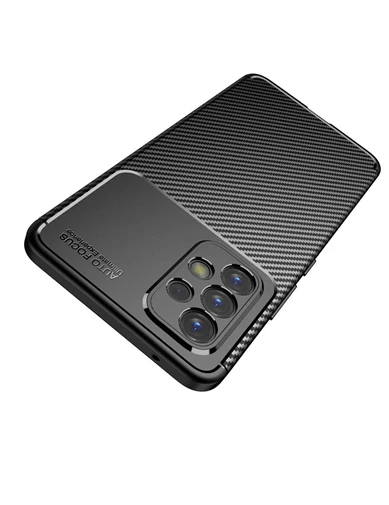 Needion - Samsung Galaxy A73 Kılıf Kamera Korumalı Negro Karbon Dokulu Silikon + Nano Ekran Koruyucu