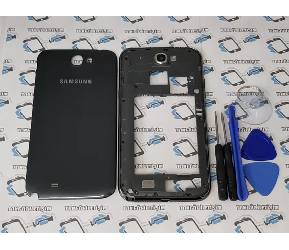 Needion - Samsung Galaxy Note 2 Full Kasa Siyah+Montaj Seti