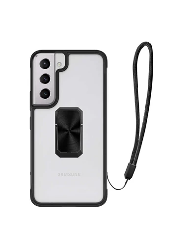 Needion - Samsung Galaxy S22 5G Kılıf Vbax Hybrid Standlı Silikon + Nano Ekran Koruyucu + 3D Kamera Camı