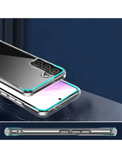 Needion - Samsung Galaxy S22 Plus 5G Kılıf Forst Hybrid Kristal Silikon + Nano Ekran Koruyucu + 3D Kamera Camı
