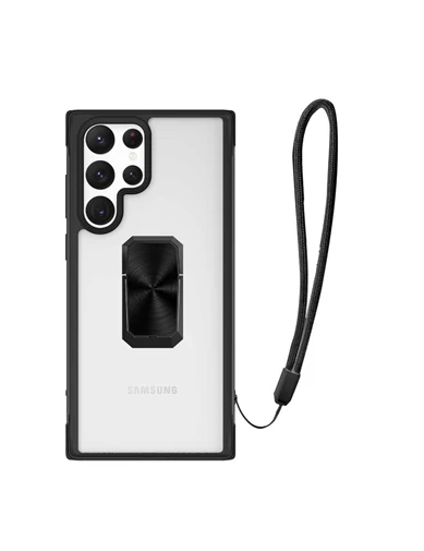 Needion - Samsung Galaxy S22 Ultra 5G Kılıf Vbax Hybrid Standlı Silikon + Tam Kapatan Pet Ekran Koruyucu
