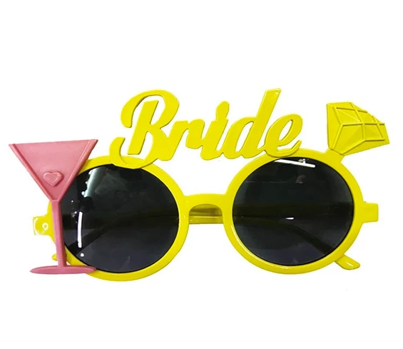 Needion - Sarı Renk Bride Yazılı Bekarlığa Veda Partisi Gelin Gözlüğü