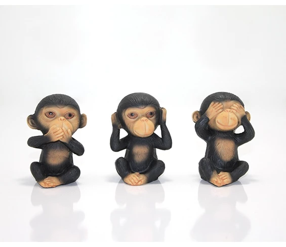 Needion - Sevimli 3 Maymunlar Görmedik Duymadık Konuşmadık Dekoratif Biblo