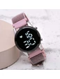 Needion - Şık Pembe Renk Cırtlı Yapışır Kordon Dijital Led Bileklik Saat ST-304056