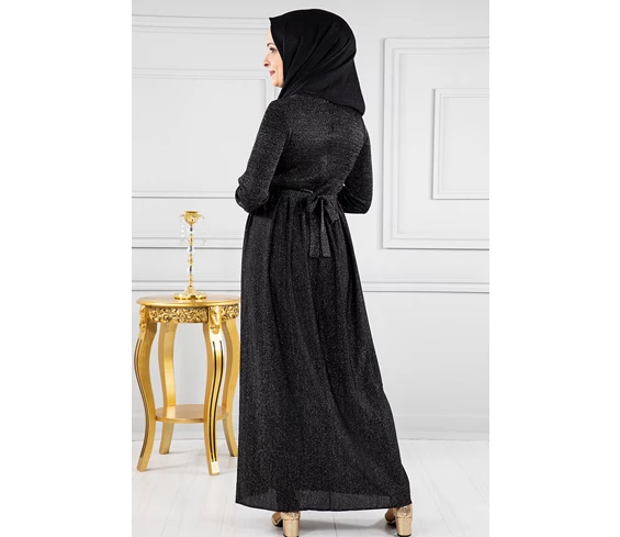Needion - Simli Kiloş Elbise Siyah 20004-07