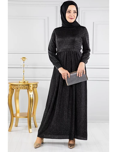 Needion - Simli Kiloş Elbise Siyah 20004-07