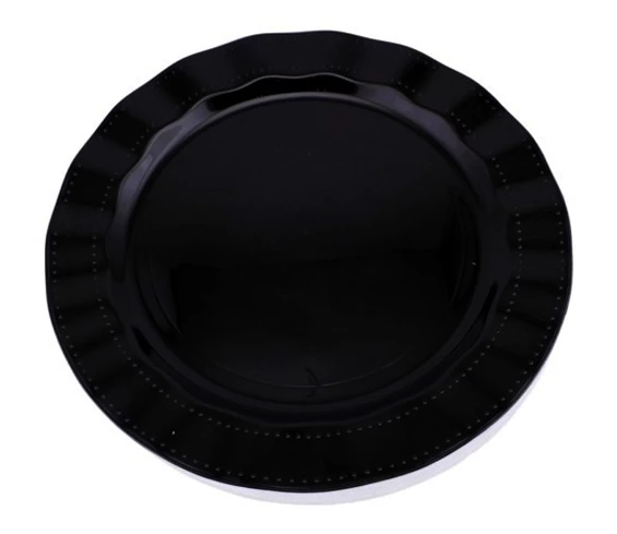 Needion - Siyah Renk Lüks Plastik Mika Yuvarlak Tabak 26 cm 6 Adet