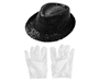 Needion - Siyah Renk Payetli Çocuk Şapkası ve Beyaz Renk Çocuk Eldiveni