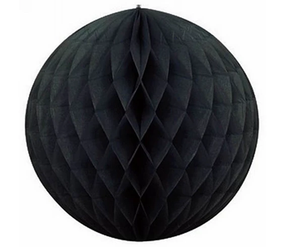 Needion - Siyah Renk Petek Kağıt Süs Dekor Asma Süsleme 25 cm 1 Adet