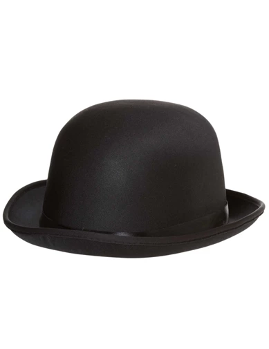 Needion - Siyah Renk Saten Kaplama Charlie Chaplin Melon Şapka