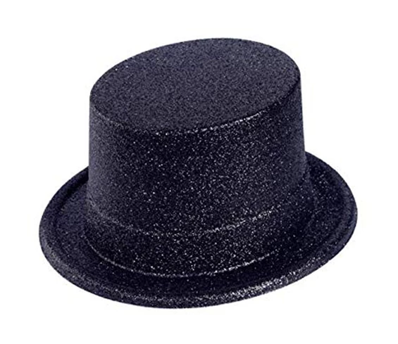 Needion - Siyah Renk Uzun Plastik Simli Parti Şapkası