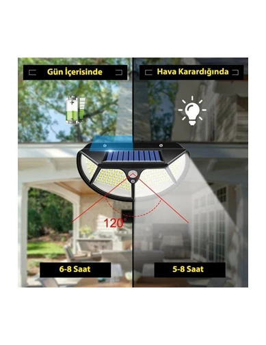 Needion - Solar Güneş Enerjili 102 Ledli 3 Modlu Hareket Sensörlü Oval Bahçe Lambası