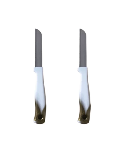Needion - Solingen Domates Soyma Bıçağı 2 Adet Ebruli Beyaz Renk Meyve Sebze Bıçağı