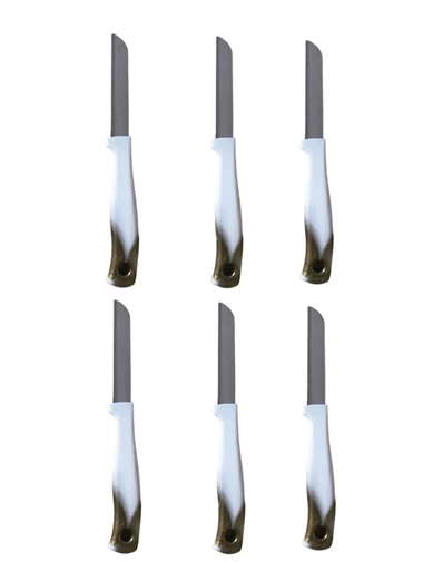 Needion - Solingen Domates Soyma Bıçağı 6 Adet Ebruli Beyaz Renk Meyve Sebze Bıçağı