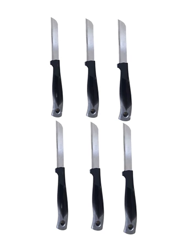 Needion - Solingen Domates Soyma Bıçağı 6 Adet Ebruli Siyah Renk Meyve Sebze Bıçağı