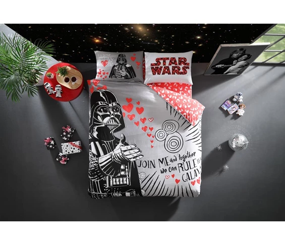 Needion - Taç Lisanslı Star Wars Valentines Day Çift Kişilik Nevresim Takımı