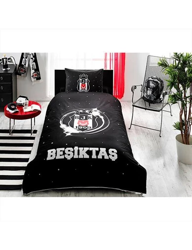 Needion - Taç Lisanslı Tek Kişilik Nevresim Takımı Beşiktaş 3 Yıldız