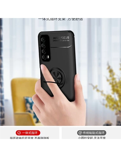 Needion - Teleplus Huawei P Smart 2021 Kılıf Ravel Yüzüklü Standlı Silikon 