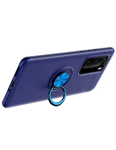 Needion - Teleplus Huawei P40 Kılıf Ravel Yüzüklü Standlı Silikon   Tam Kapatan Ekran Koruyucu