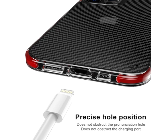 Needion - Teleplus iPhone 12 Kılıf Karbon Fiber Mat Dizayn Silikon   Nano Ekran Koruyucu