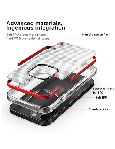 Needion - Teleplus iPhone 12 Kılıf Karbon Fiber Mat Dizayn Silikon   Nano Ekran Koruyucu