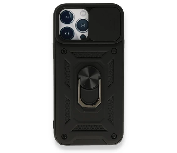 Needion - Teleplus iPhone 13 Pro Kılıf Kamera Korumalı Yüzüklü Tank Pars Silikon 