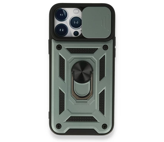 Needion - Teleplus iPhone 13 Pro Kılıf Kamera Korumalı Yüzüklü Tank Pars Silikon 