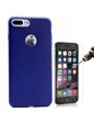 Needion - Teleplus İPhone 6s Plus 3D Fiber Karbon Silikon Kılıf   Cam Ekran Koruyucu Mavi