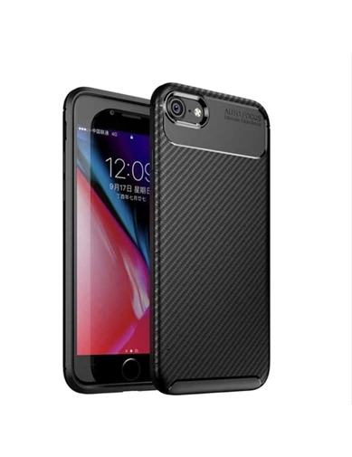 Needion - Teleplus iPhone 7 Ultra Soft Negro Karbon Silikon Kılıf   Nano Ekran Koruyucu
