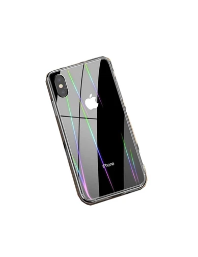 Needion - Teleplus iPhone X Kılıf Lazer Desenli Ultra Sert Silikon    Nano Ekran Koruyucu