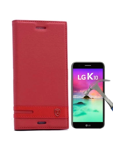 Needion - Teleplus LG K10 2017 Mıknatıslı Lux Kapaklı Kılıf   Cam Ekran Koruyucu