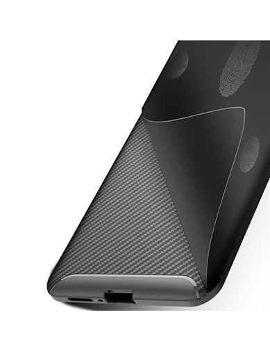 Needion - Teleplus Oppo Reno 10x Zoom Kılıf Negro Karbon Silikon   Tam Kapatan Cam