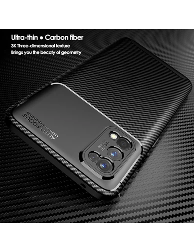 Needion - Teleplus Realme 7 Pro Kılıf Negro Karbon Dokulu Silikon   Nano Ekran Koruyucu