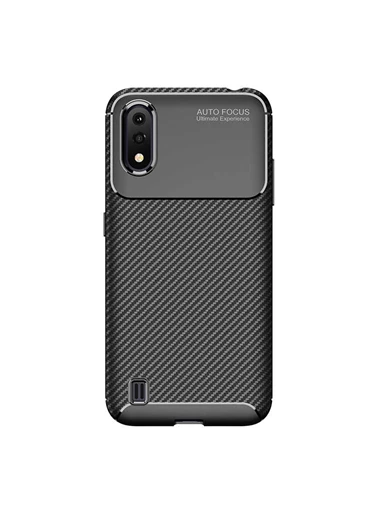 Needion - Teleplus Samsung Galaxy A01 Kılıf Negro Karbon Silikon 