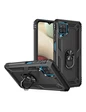 Needion - Teleplus Samsung Galaxy A12 Kılıf Vega Yüzüklü Standlı Tank Kapak   Nano Ekran Koruyucu Siyah