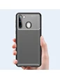Needion - Teleplus Samsung Galaxy A21 Kılıf Negro Karbon Silikon   Nano Ekran Koruyucu Siyah