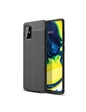 Needion - Teleplus Samsung Galaxy A51 Kılıf Deri Dokulu Silikon   Nano Ekran Koruyucu Siyah