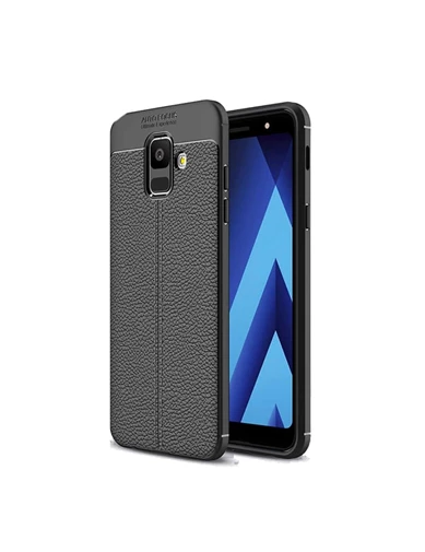 Needion - Teleplus Samsung Galaxy A6 2018 Deri Dokulu Silikon Kılıf   Nano Ekran Koruyucu