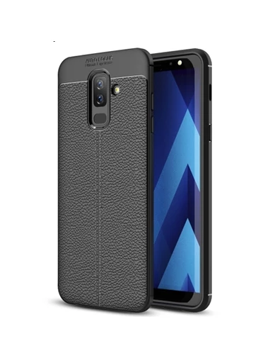 Needion - Teleplus Samsung Galaxy A6 2018 Plus Deri Dokulu Silikon Kılıf 
