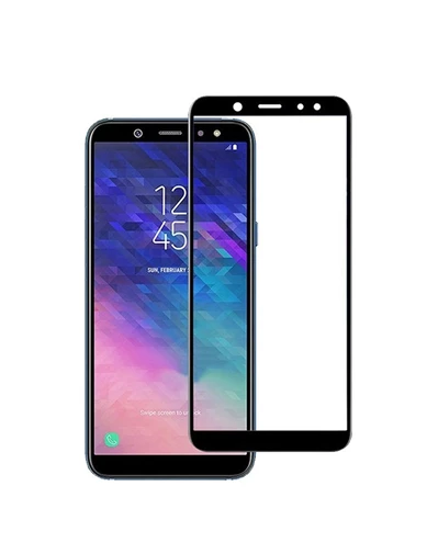 Needion - Teleplus Samsung Galaxy A6 2018 Plus Deri Dokulu Silikon Kılıf   Tam Kapatan Cam