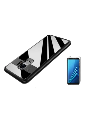 Needion - Teleplus Samsung Galaxy A8 2018 Plus Button Silikonlu Kılıf   Nano Ekran Koruyucu