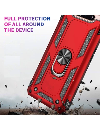 Needion - Teleplus Samsung Galaxy A80 Kılıf Vega Yüzüklü Tank Kapak   Tam Kapatan Cam
