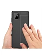 Needion - Teleplus Samsung Galaxy A81 Kılıf Deri Dokulu Silikon   Nano Ekran Koruyucu Siyah