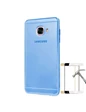 Needion - Teleplus Samsung Galaxy C5 ince Silikon Kılıf   Tam Kapatan Cam Mavi